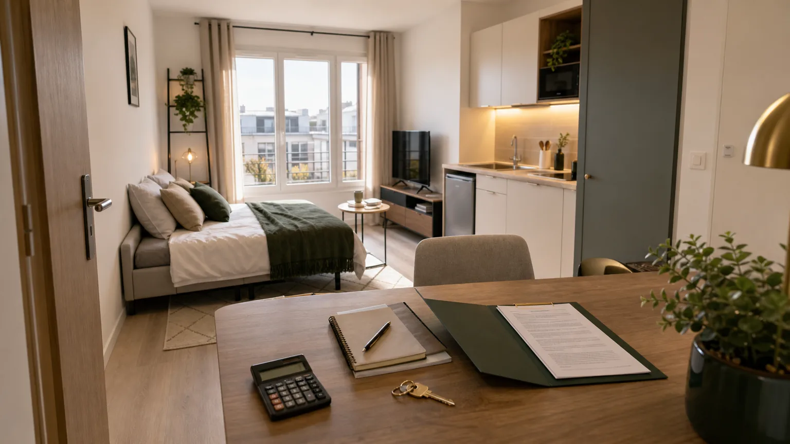 Studio meublé prêt à louer avec clés et dossier d’investissement locatif